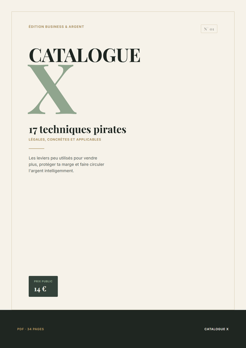 Ebook Catalogue X — Business & Argent, 17 techniques pirates