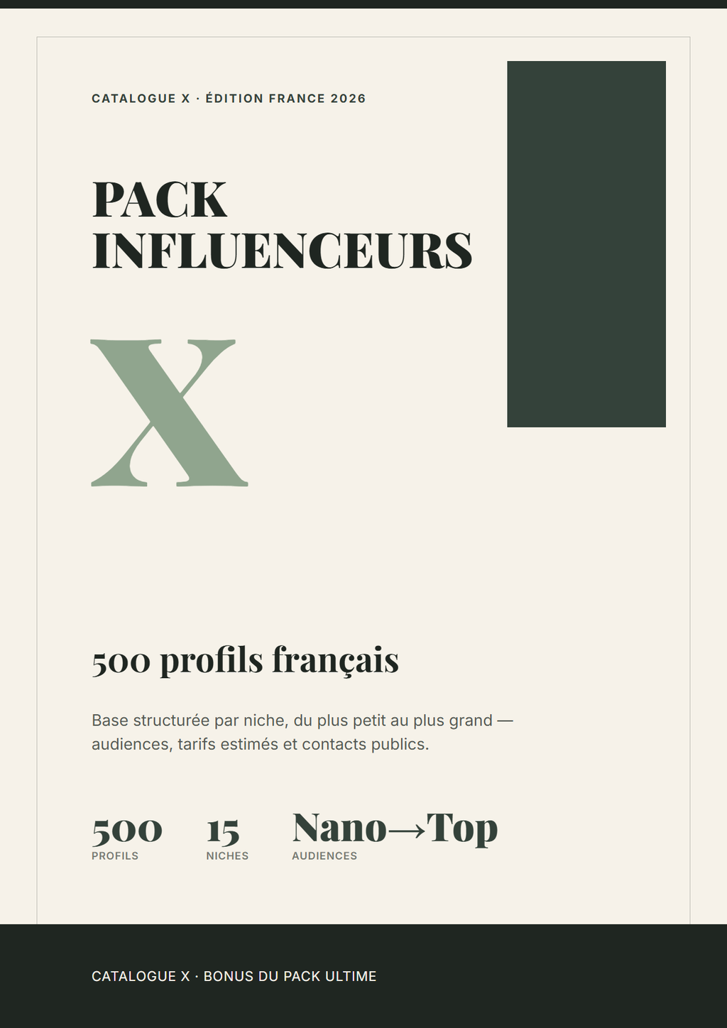 Bonus Pack Influenceurs France 2026 — 500 profils